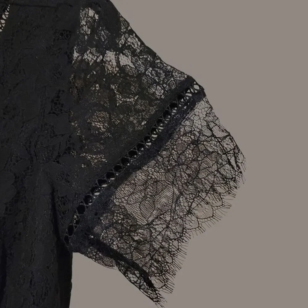 NWT Sugar + Lips Black Lace Romper Small Back Zip